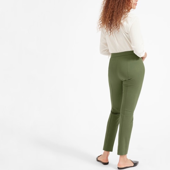 EVERLANE The Side-Zip Stretch Cotton Olive Ponte Pant 4 - Picture 4 of 14